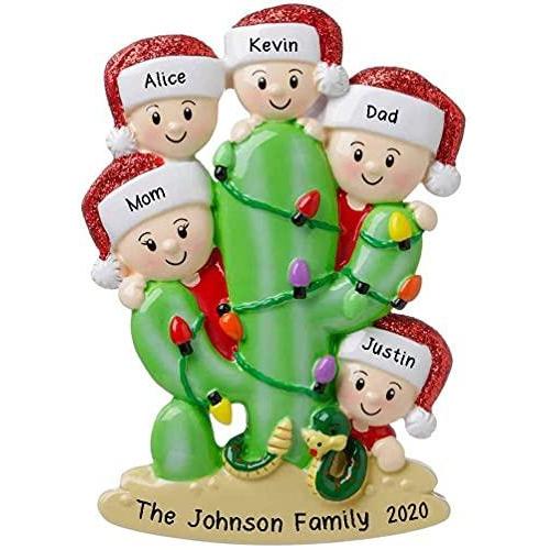 Cactus Family Personalized Ornament (Family of 5)