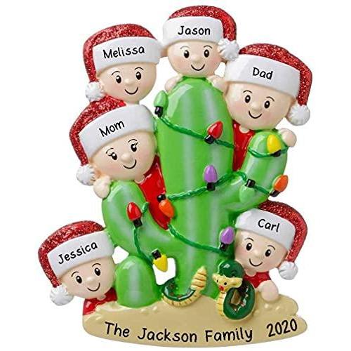 Cactus Family Personalized Ornament (Family of 6)