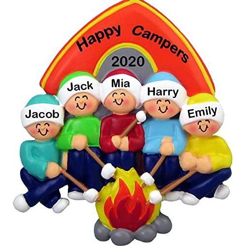 Camping Family Personalized Ornament (Family of 5)