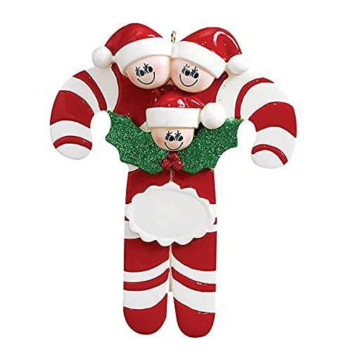 Candy Canes Family Personalized Ornament (Family of 3)
