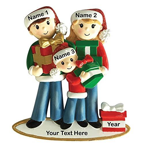 Carrying Presents Family Personalized Ornament (Family of 3) Default Title