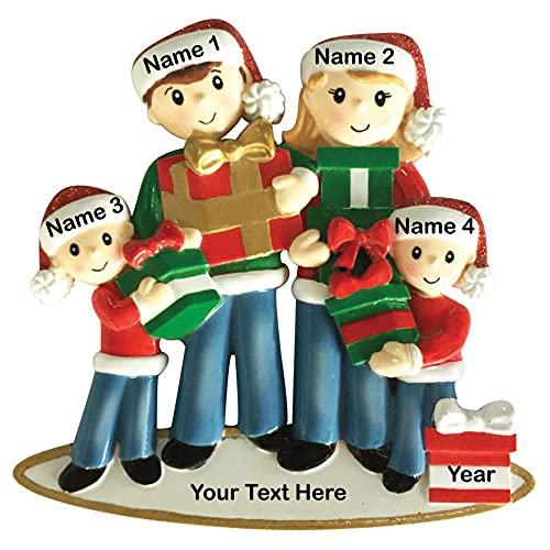Carrying Presents Family Personalized Ornament (Family of 4) Default Title