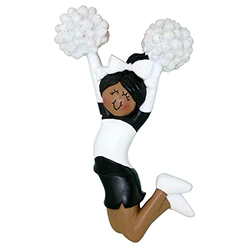Cheerleader Personalized Ornament (Black Female African American)