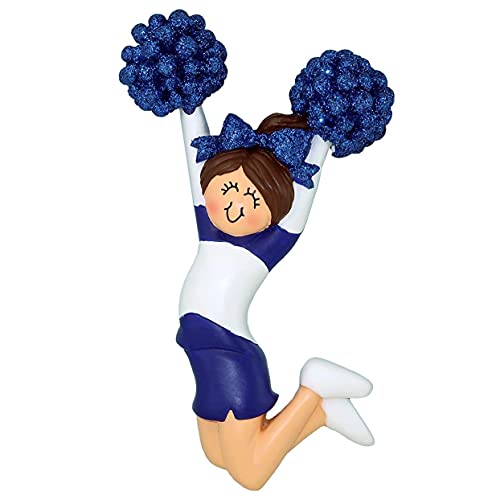 Cheerleader Personalized Ornament (Blue Female Brunette)