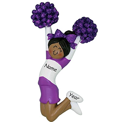 Cheerleader Personalized Ornament (Purple Female African American) Default Title