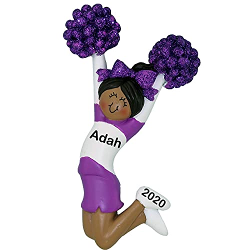 Cheerleader Personalized Ornament (Purple Female African American)