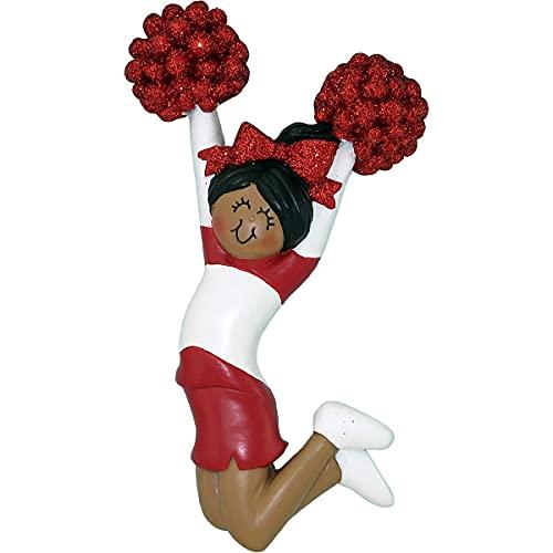 Cheerleader Personalized Ornament (Red Female African American)