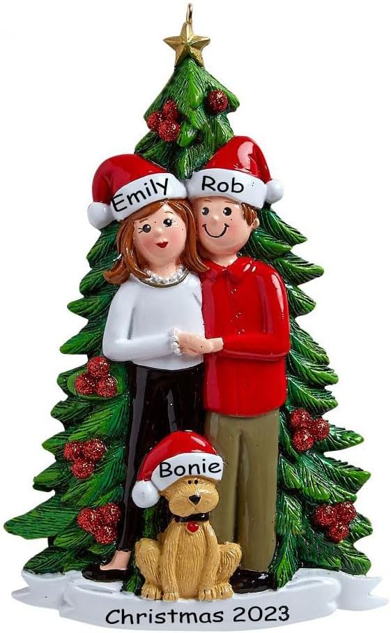 Christmas Dog with Couple Personalized Ornament