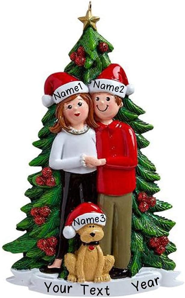 Christmas Dog with Couple Personalized Ornament
