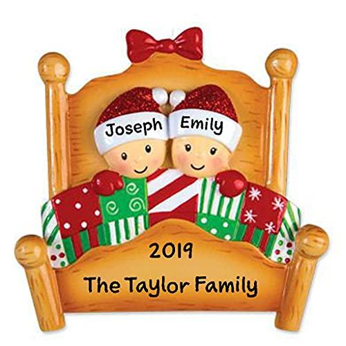 Christmas Morning Bed Family Ornament (Family of 2)