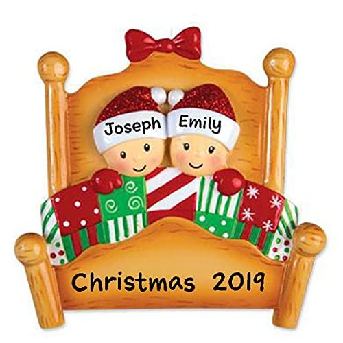 Christmas Morning Bed Family Ornament (Family of 2)