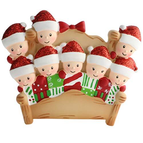 Christmas Morning Bed Family Personalized Ornament (Family of 8)