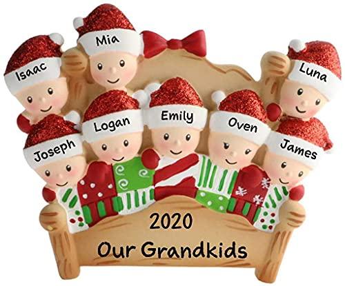 Christmas Morning Bed Family Personalized Ornament (Family of 8)