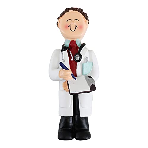 Clipboard Doctor Personalized Ornament (Male Brown Hair) Default Title
