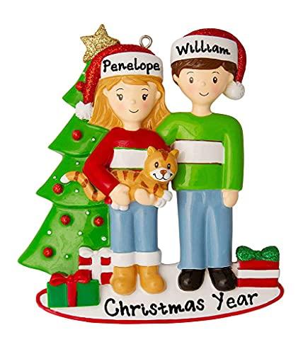 Couple with Cat Personalized Ornament