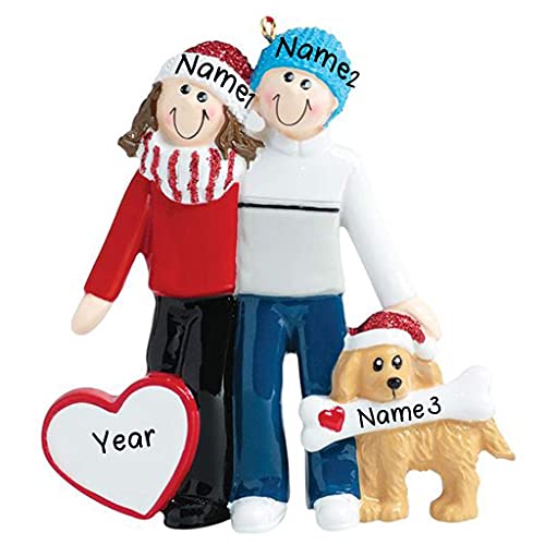 Couple with Dog Personalized Ornament Default Title