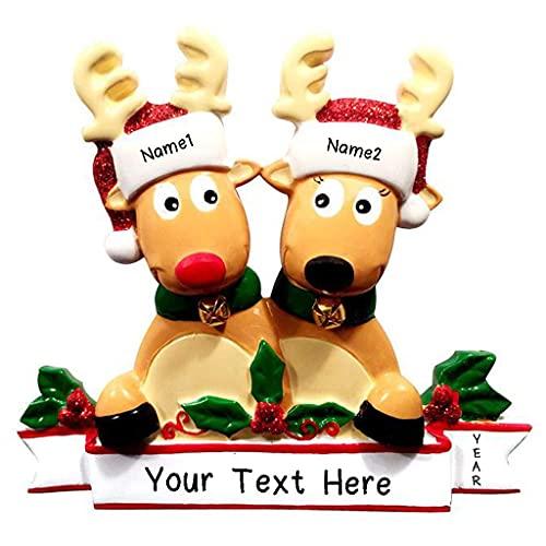 Cozy Reindeer Family Christmas Personalized Ornament (Family of 2) Default Title