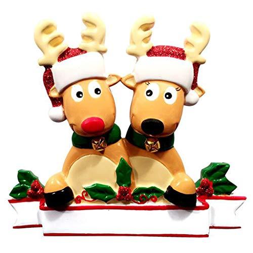 Cozy Reindeer Family Christmas Personalized Ornament (Family of 2)