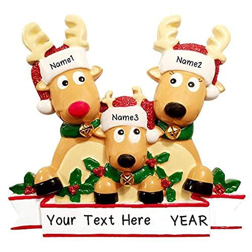 Cozy Reindeer Family Christmas Personalized Ornament (Family of 3) Default Title