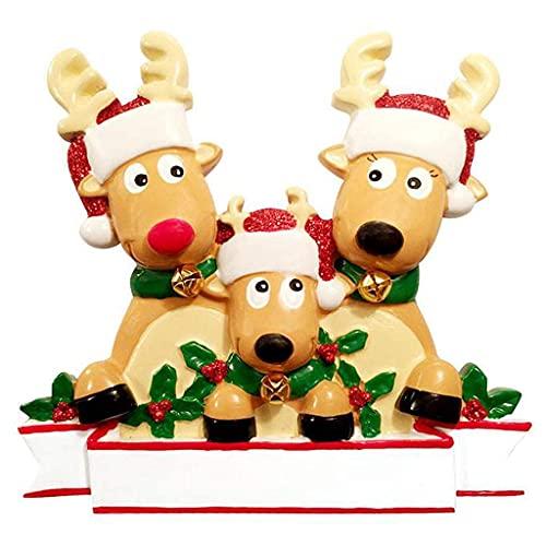 Cozy Reindeer Family Christmas Personalized Ornament (Family of 3)