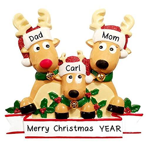 Cozy Reindeer Family Christmas Personalized Ornament (Family of 3)