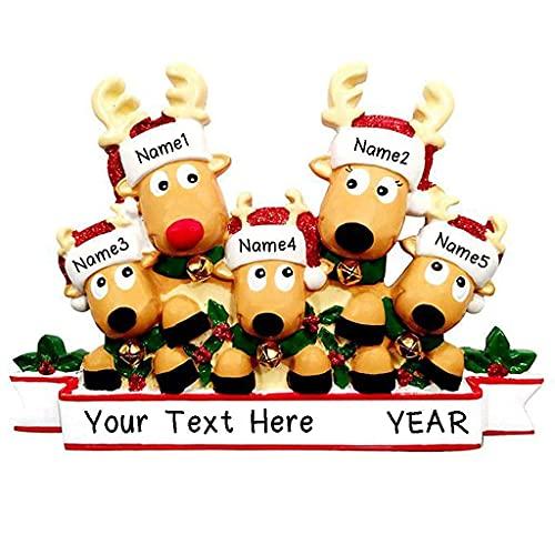 Cozy Reindeer Family Christmas Personalized Ornament (Family of 5) Default Title
