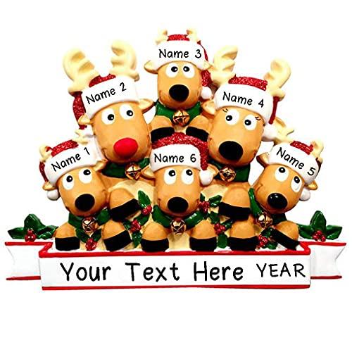 Cozy Reindeer Family Christmas Personalized Ornament (Family of 6) Default Title