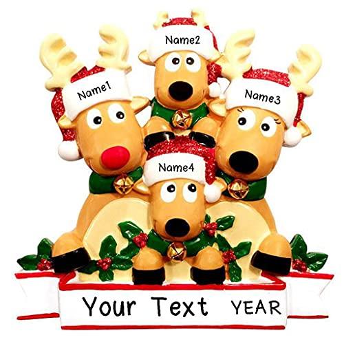 Cozy Reindeer Family Personalized Ornament (Family of 4) Default Title