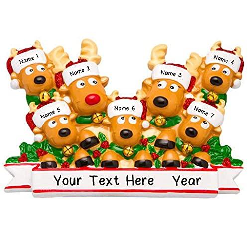 Cozy Reindeer Family Personalized Ornament (Family of 7) Default Title