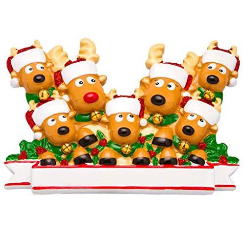 Cozy Reindeer Family Personalized Ornament (Family of 7)