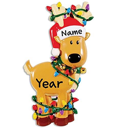 Deer Tangled in Lights Personalized Ornament Default Title