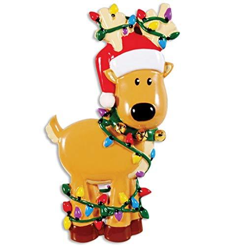 Deer Tangled in Lights Personalized Ornament