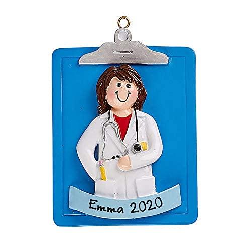 Doctor Woman Clipboard Personalized Ornament (Doctor Woman Clipboard)
