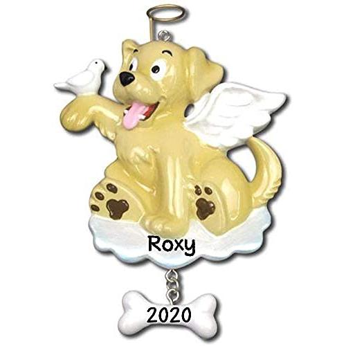 Dog Angel with Dove Personalized Ornament