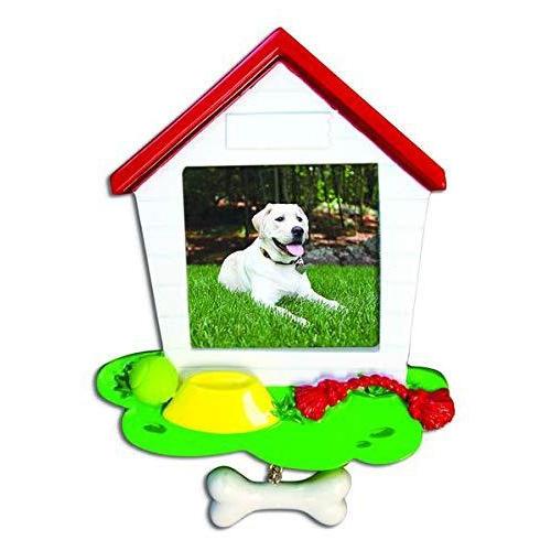 Dog Bone Red Doghouse Personalized Ornament (Picture Frame)
