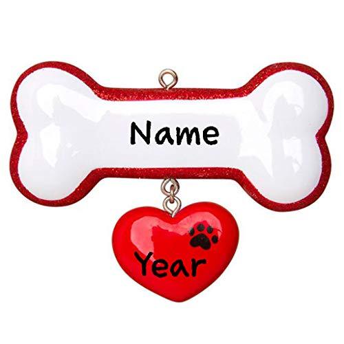 Dog Bone with Heart Personalized Ornament Default Title