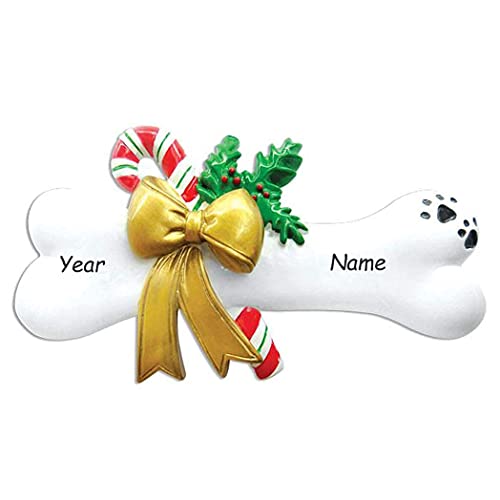 Dog Bone with Holly Personalized Ornament Default Title