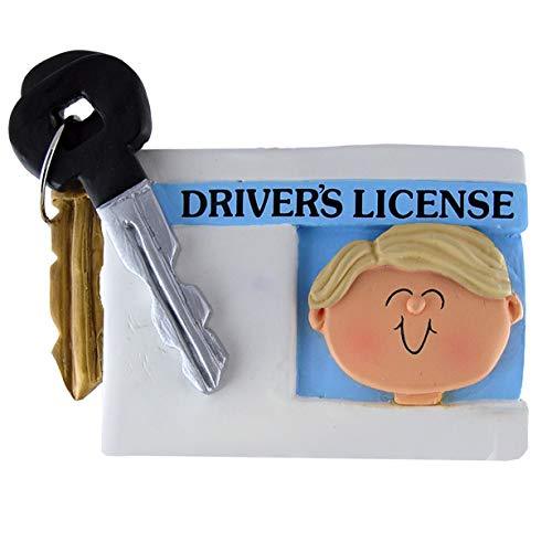Driver's License Boy Personalized Ornament (Male Blonde Hair)