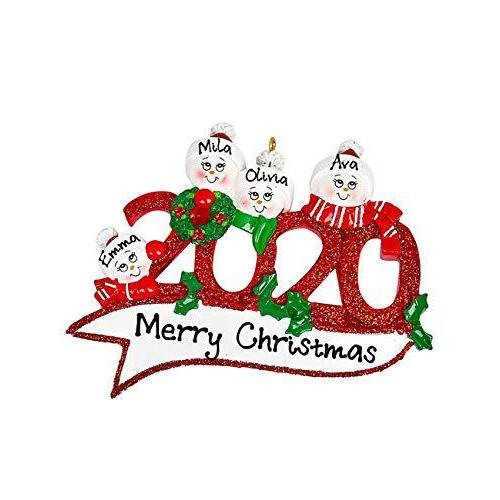 Family Personalized Ornament Red Glitter (Family of 4) Default Title