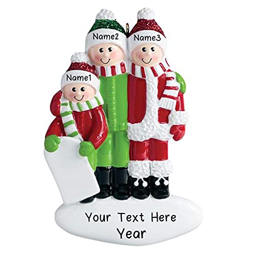 Family Playing in Snow Personalized Ornament (Family of 3) Default Title