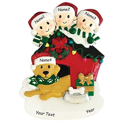 Family with Dog Personalized Ornament (Family of 3) Default Title