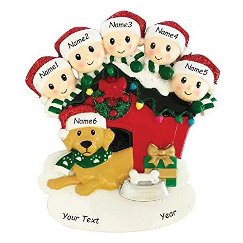 Family with Dog Personalized Ornament (Family of 5) Default Title