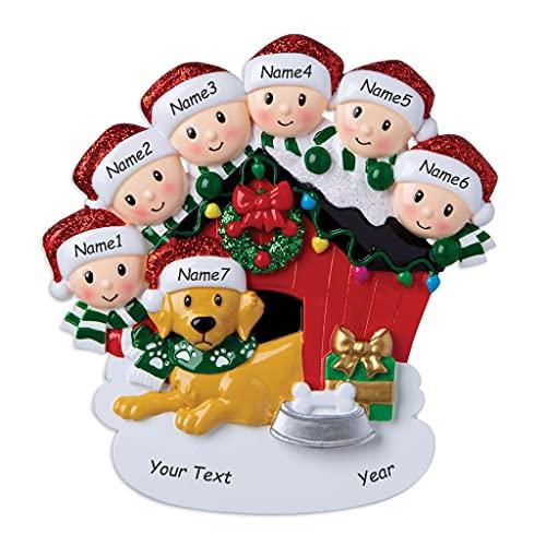 Family with Dog Personalized Ornament (Family of 6) Default Title