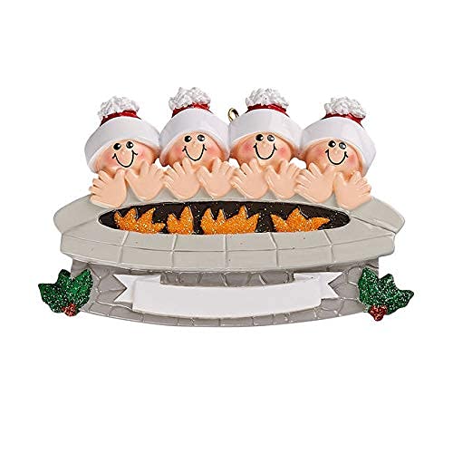 Fire Pit Family Personalized Ornament (Family of 4) Default Title
