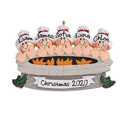 Fire Pit Family Personalized Ornament (Family of 5)