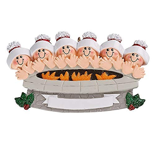 Fire Pit Family Personalized Ornament (Family of 6) Default Title