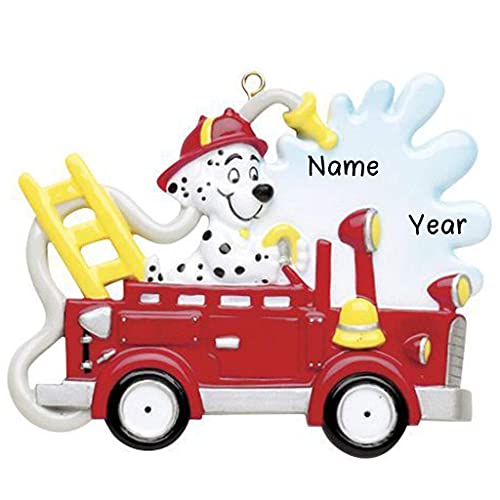 Fire Truck Dog Personalized Ornament
