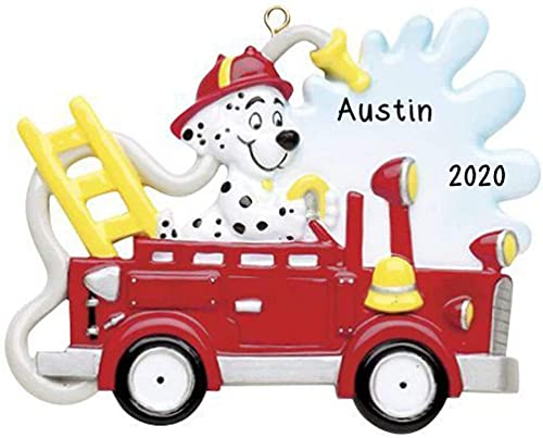 Fire Truck Dog Personalized Ornament