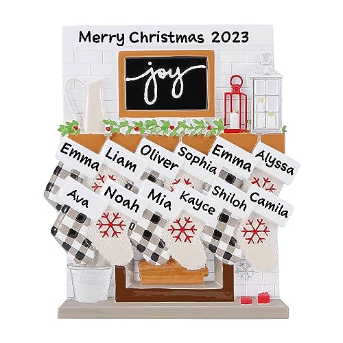 Fireplace Mantle Family Personalized Ornament (Family of 12)