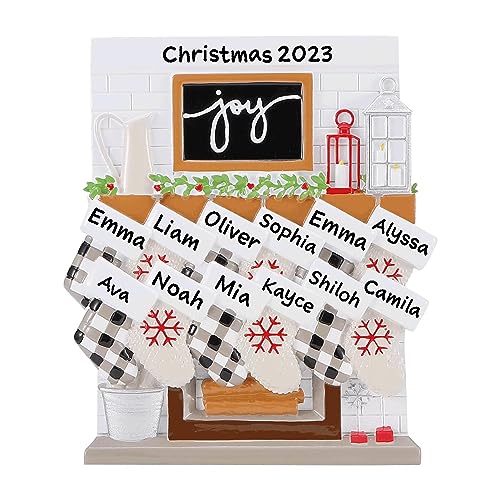 Fireplace Mantle Family Personalized Ornament (Family of 12)